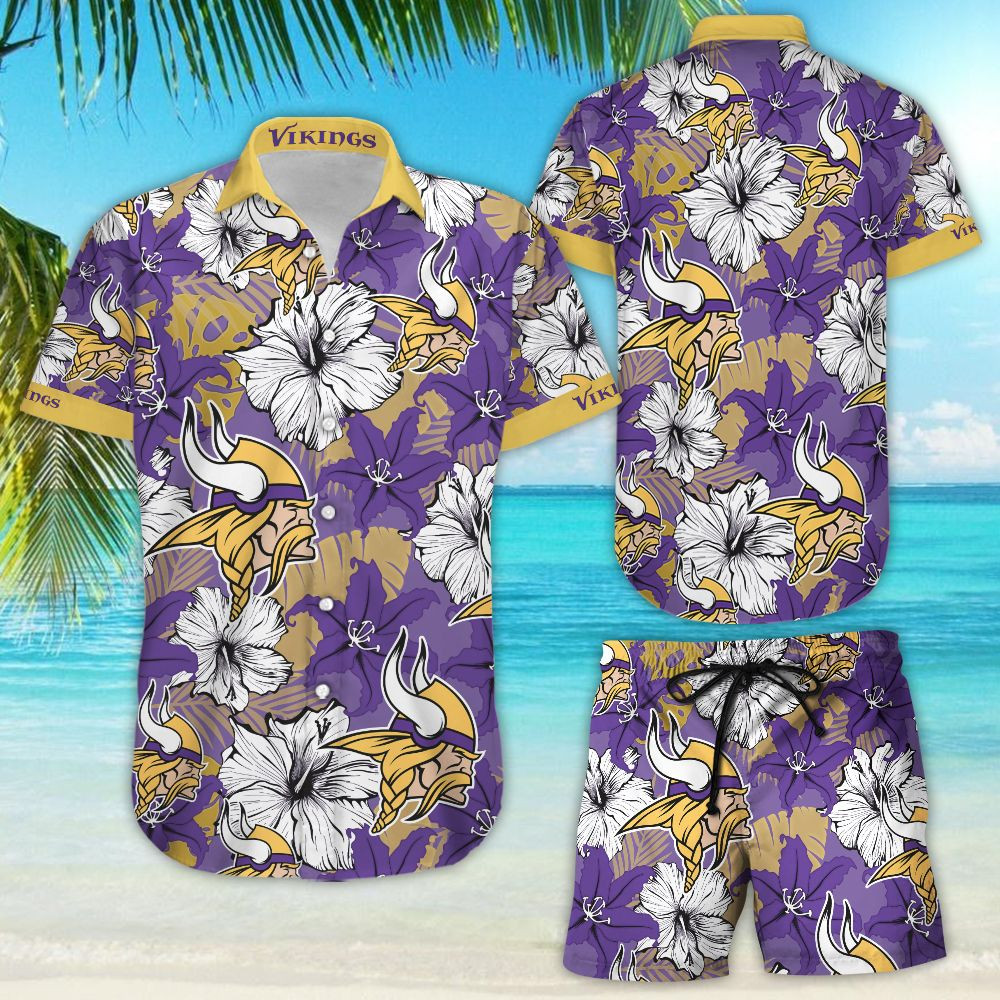 Minnesota Vikings Hawaiian Shirt Tropical Aloha Button Up