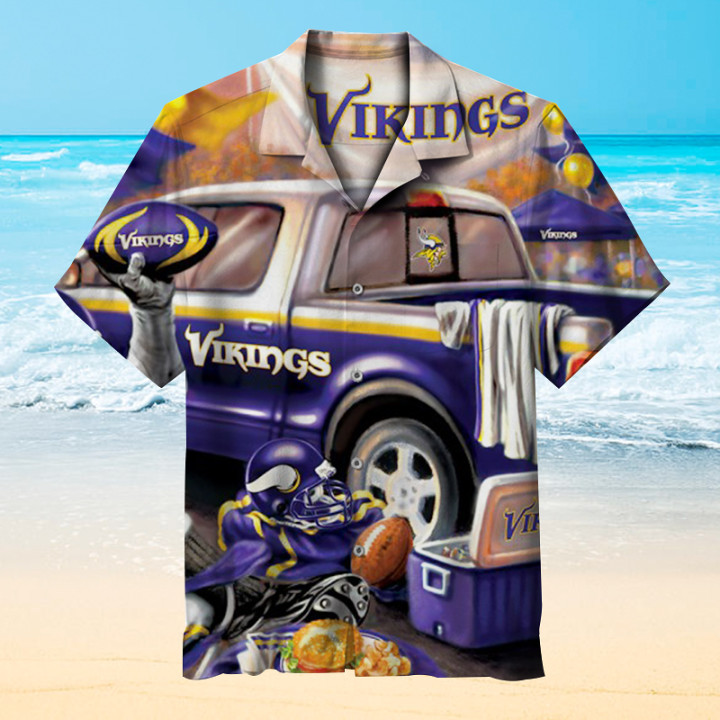 Minnesota Vikings Logo Hawaiian Shirt Tropical Aloha Button Up