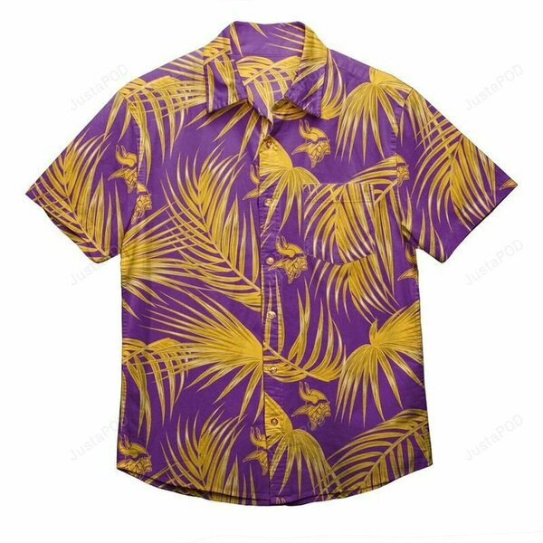 Minnesota Vikings Logo Hawaiian Shirt Tropical Aloha Button Up