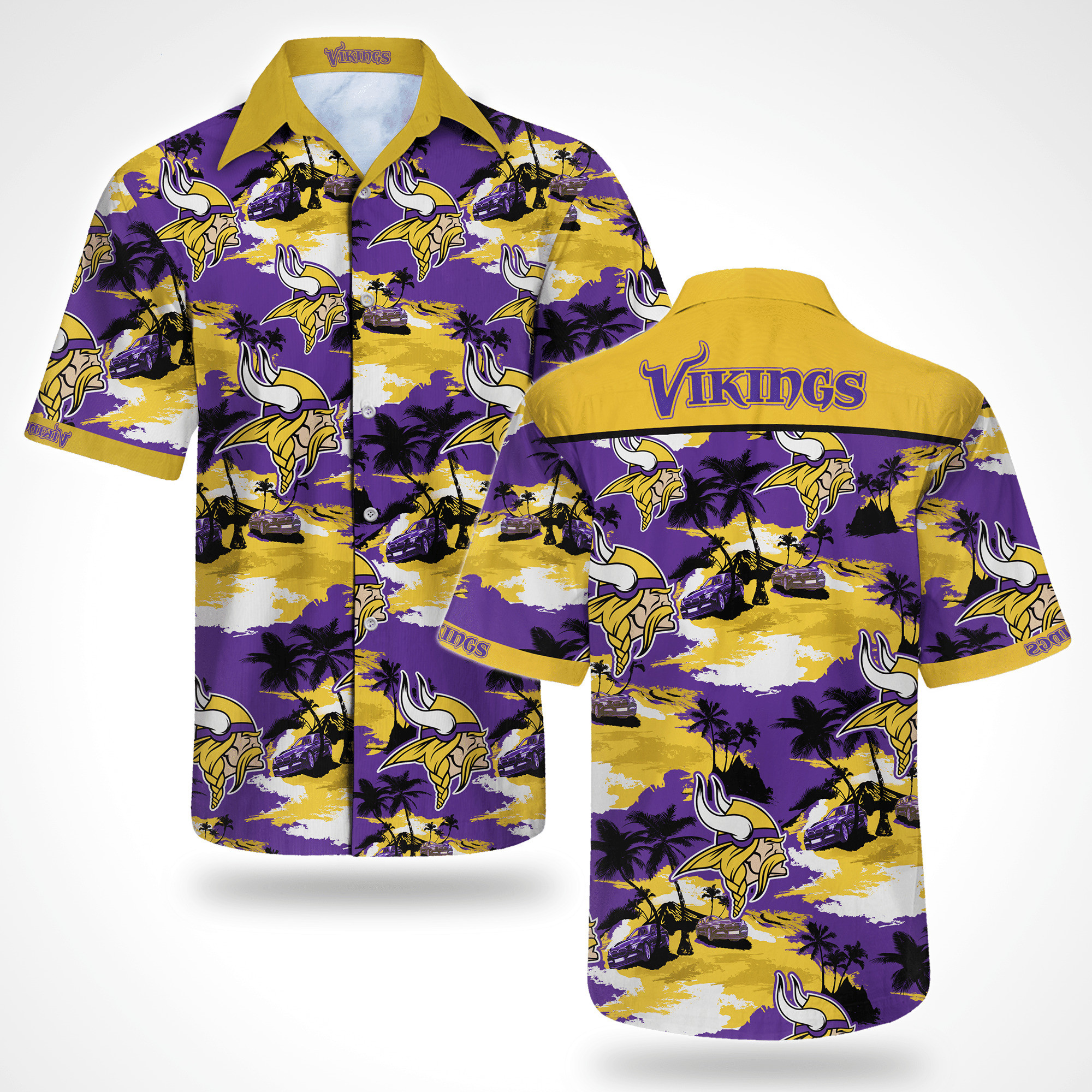 Minnesota Vikings Logo Hawaiian Shirt Tropical Aloha Button Up