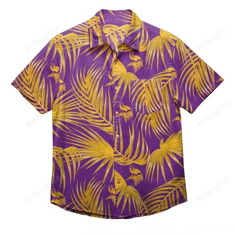 Minnesota Vikings Nfl Mens Hawaiian Shirt Tropical Aloha Button Up