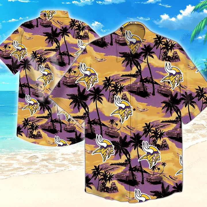 Minnesota Vikings Nfl Tommy Bahama Hawaiian Shirt Tropical Aloha Button Up