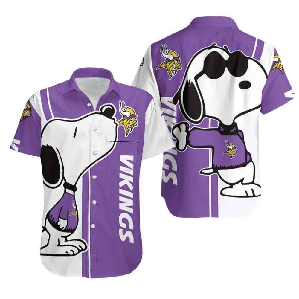 Minnesota Vikings Snoopy Lover 3d Printed Hawaiian Shirt Tropical Aloha Button Up