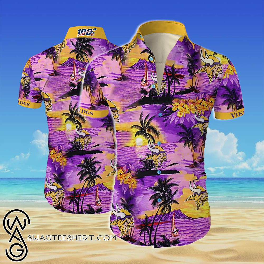 Minnesota Vikings Team All Over Printed Hawaiian Shirt Tropical Aloha Button Up