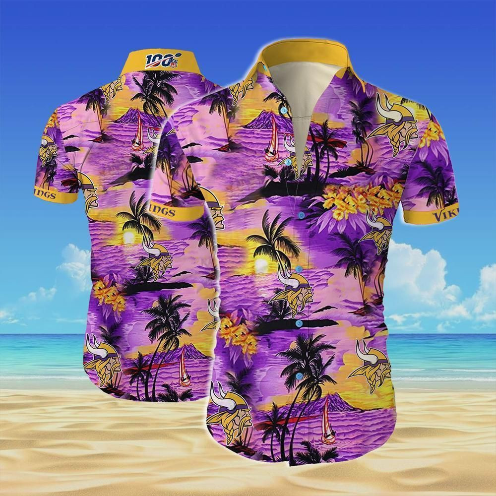 Minnesota Vikings Team Island Beach Hawaiian Shirt Tropical Aloha Button Up