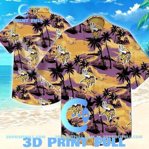 Minnesota Vikings Tommy Bahama Hawaiian Shirt Tropical Aloha Button Up