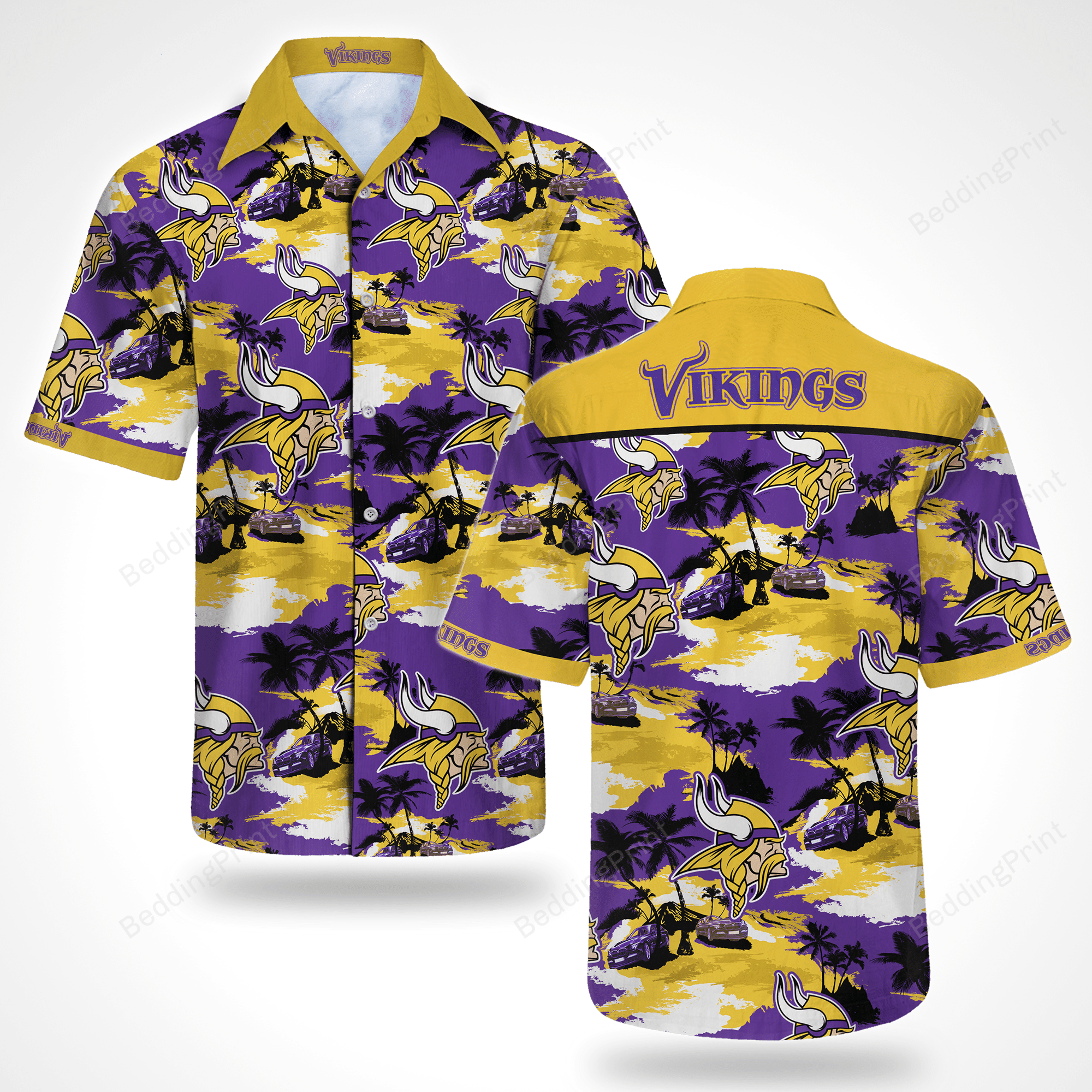 Minnesota Vikings Tommy Bahama Hawaiian Shirt Tropical Aloha Button Up