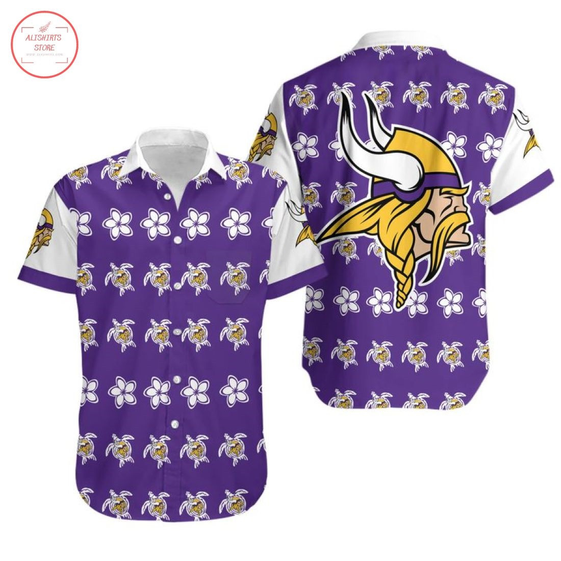 Minnesota Vikings Turtle Hawaiian Shirt Tropical Aloha Button Up