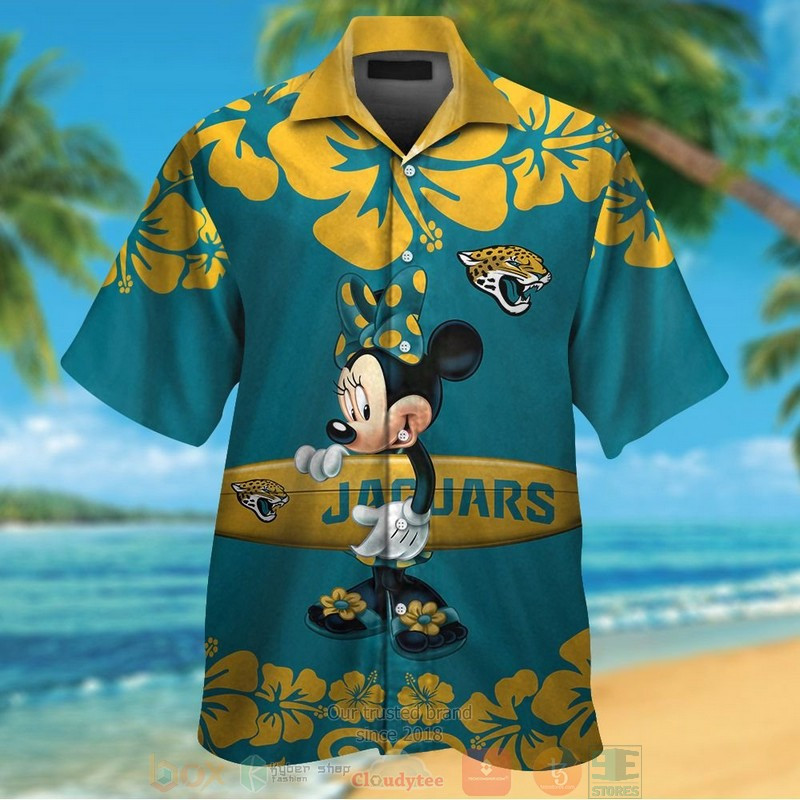 Minnie Mouse Jacksonville Jaguars Hawaiian Shirt Tropical Aloha Button Up