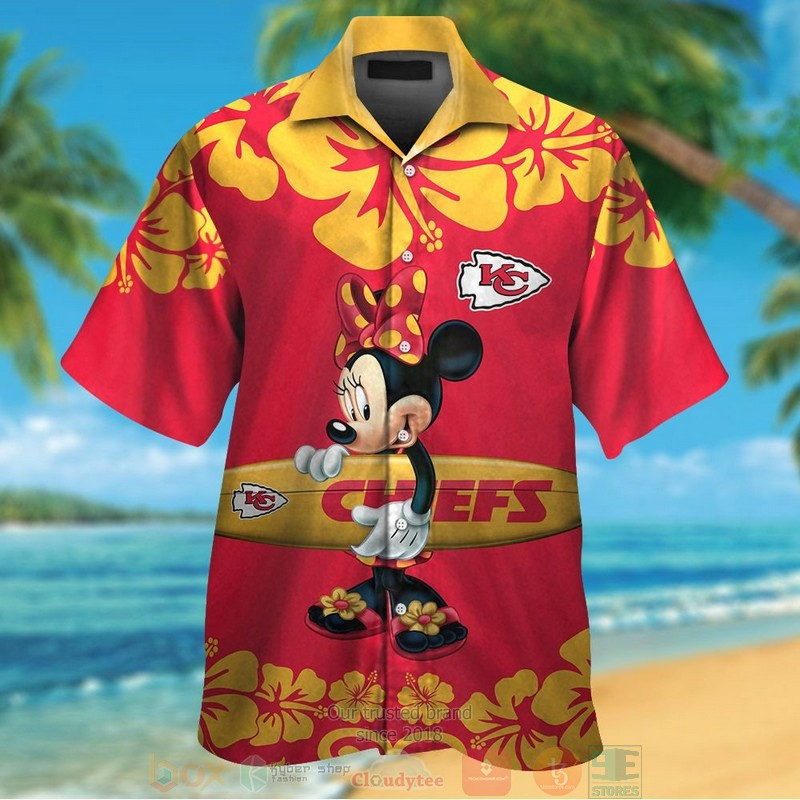 Minnie Mouse Kansas City Chiefs Hawaiian Shirt Tropical Aloha Button Up