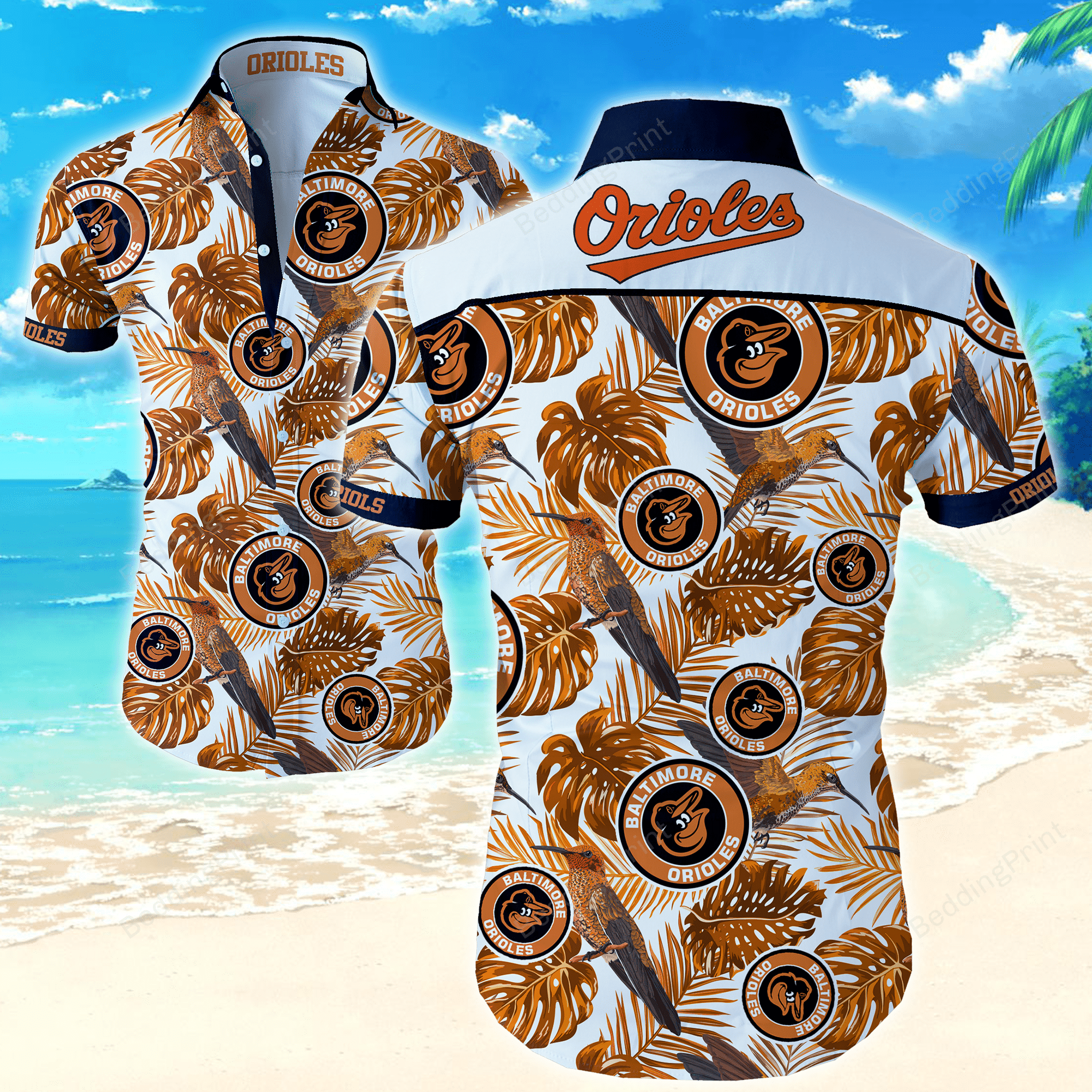 Mlb Baltimore Orioles Hawaiian Shirt Tropical Aloha Button Up