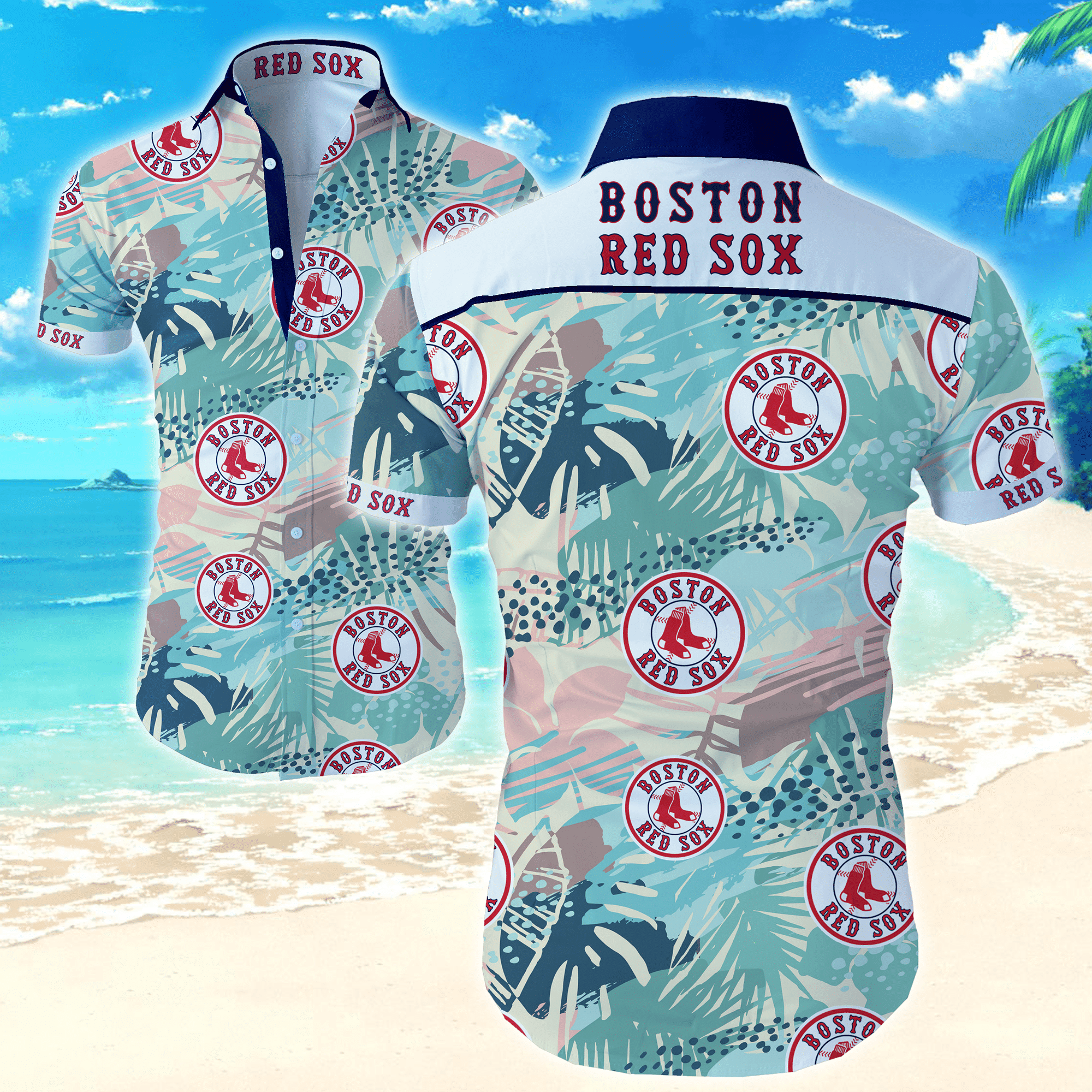 Mlb Boston Red Sox Hawaiian Shirt Tropical Aloha Button Up