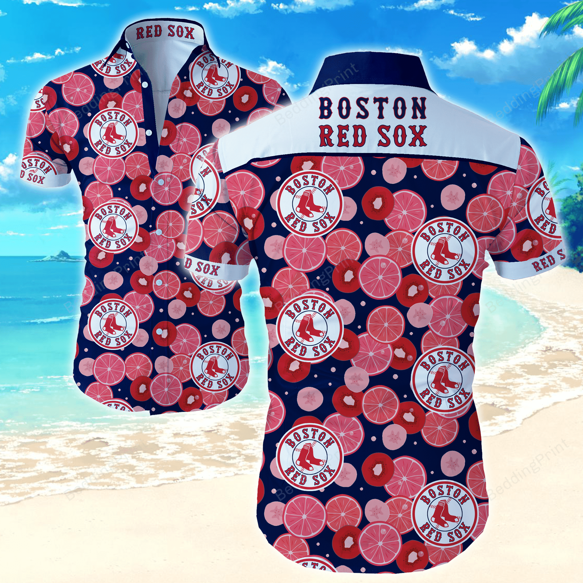 Mlb Boston Red Sox Hawaiian Shirt Tropical Aloha Button Up