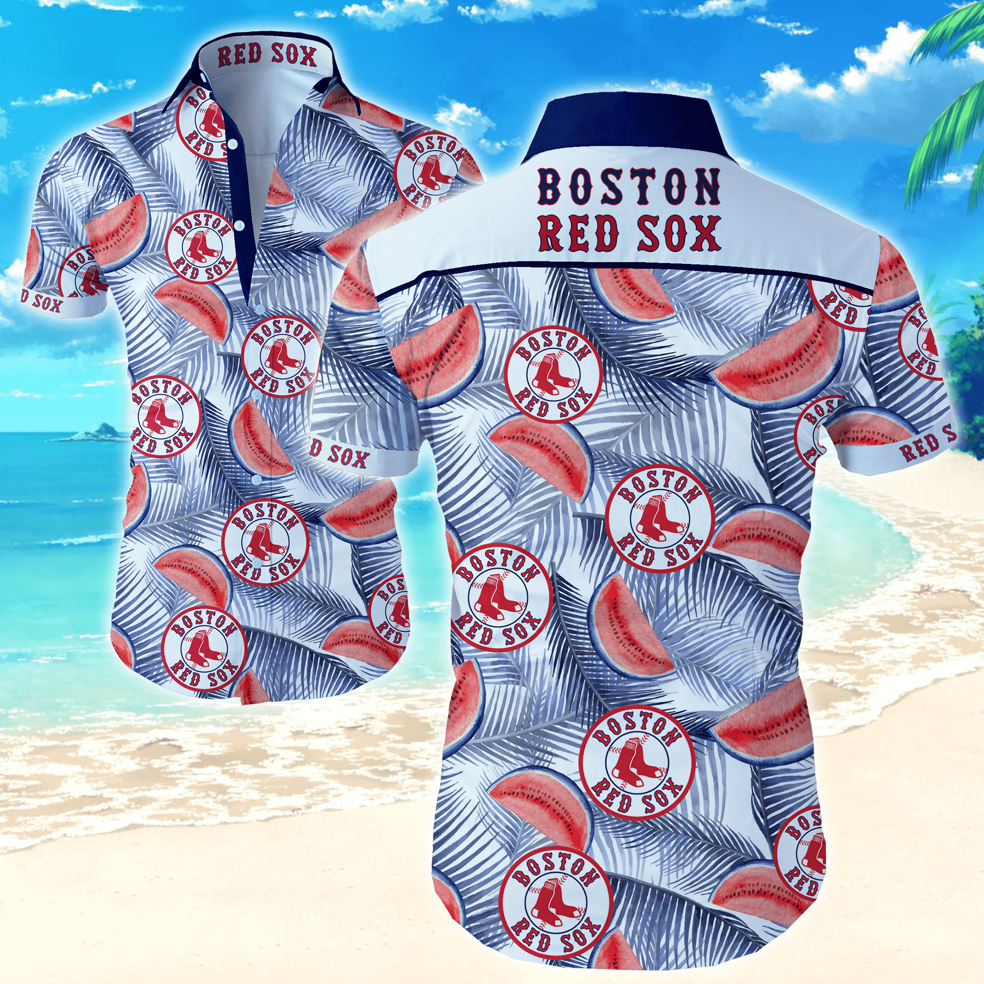 Mlb Boston Red Sox Hawaiian Shirt Tropical Aloha Button Up