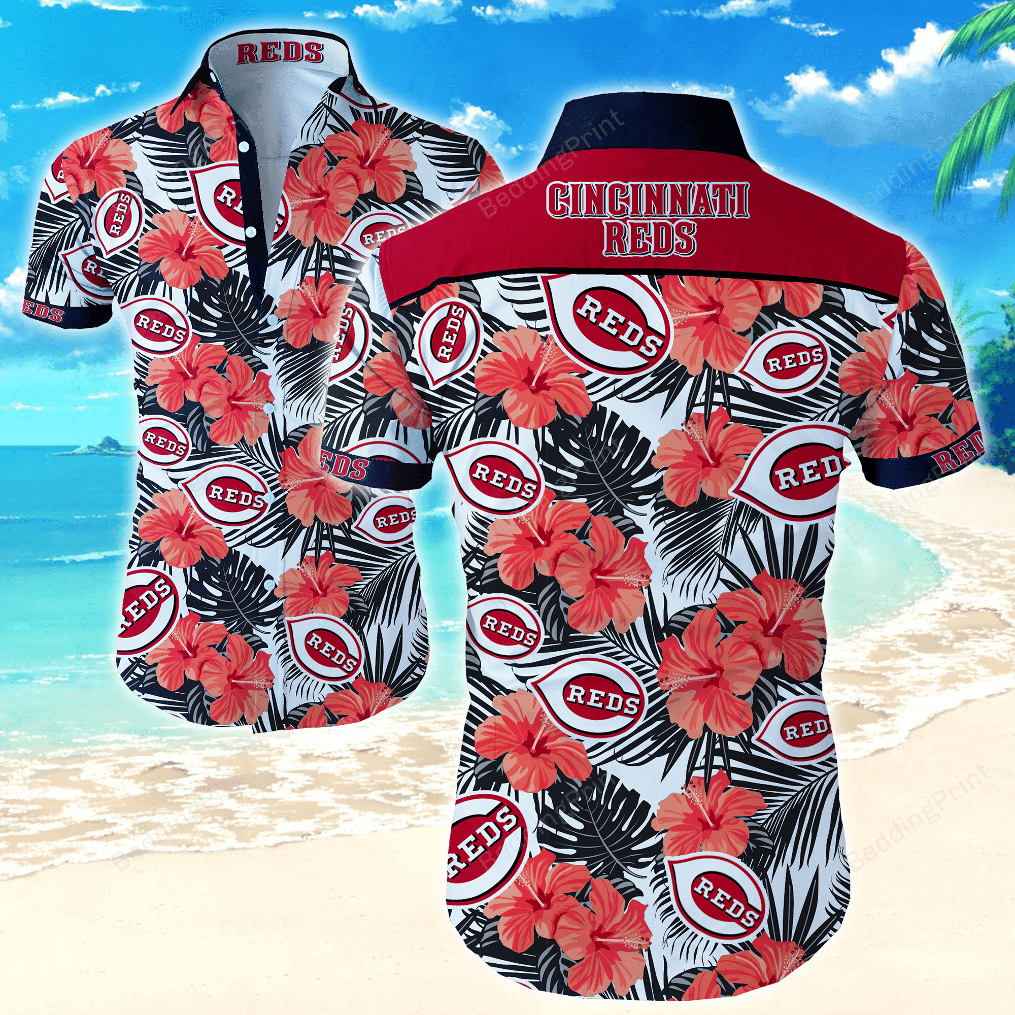 Mlb Cincinnati Reds Hawaiian Shirt Tropical Aloha Button Up