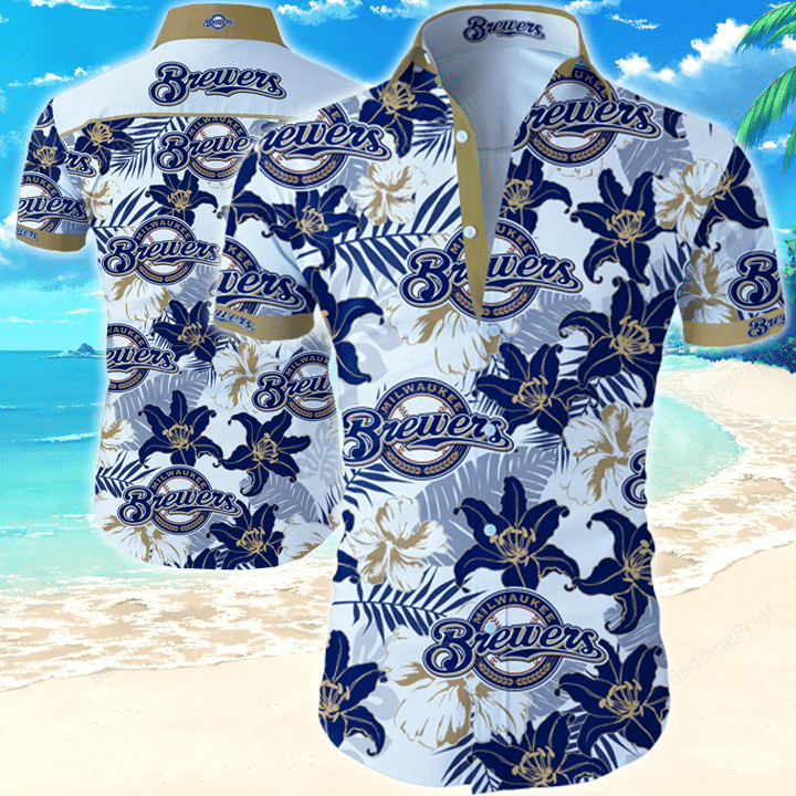 Mlb Milwaukee Brewers Hawaiian Shirt Tropical Aloha Button Up