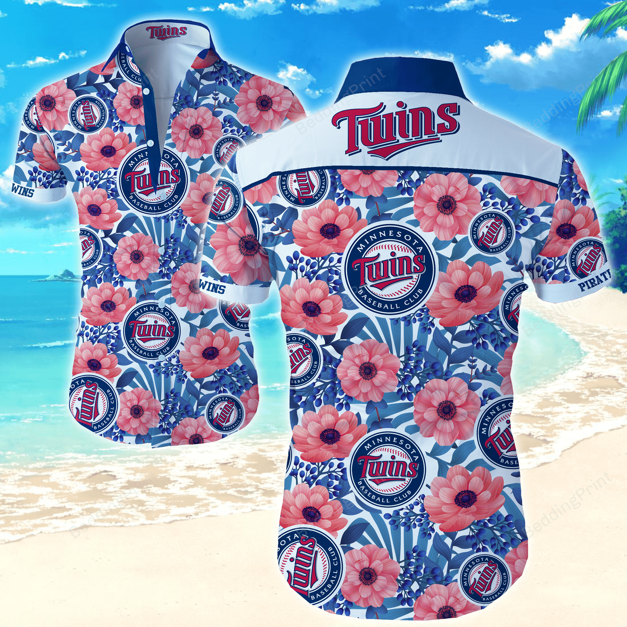 Mlb Minnesota Twins Hawaiian Shirt Tropical Aloha Button Up