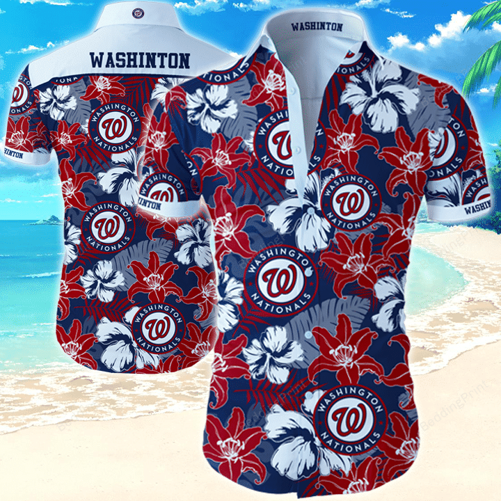 Mlb Washington Nationals Hawaiian Shirt Tropical Aloha Button Up