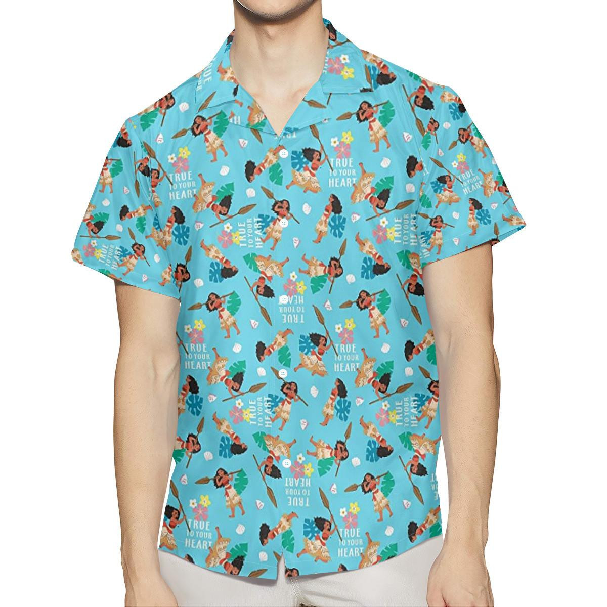 Moana Disney Moana True To Your Heart Hawaiian Shirt Tropical Aloha Button Up
