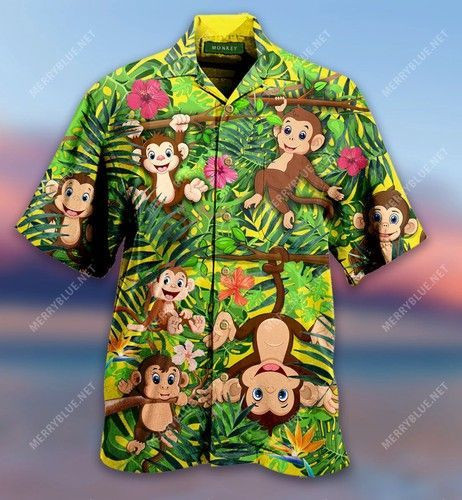 Monkey Are My Spirit Hawaiian Shirt Tropical Aloha Button Up