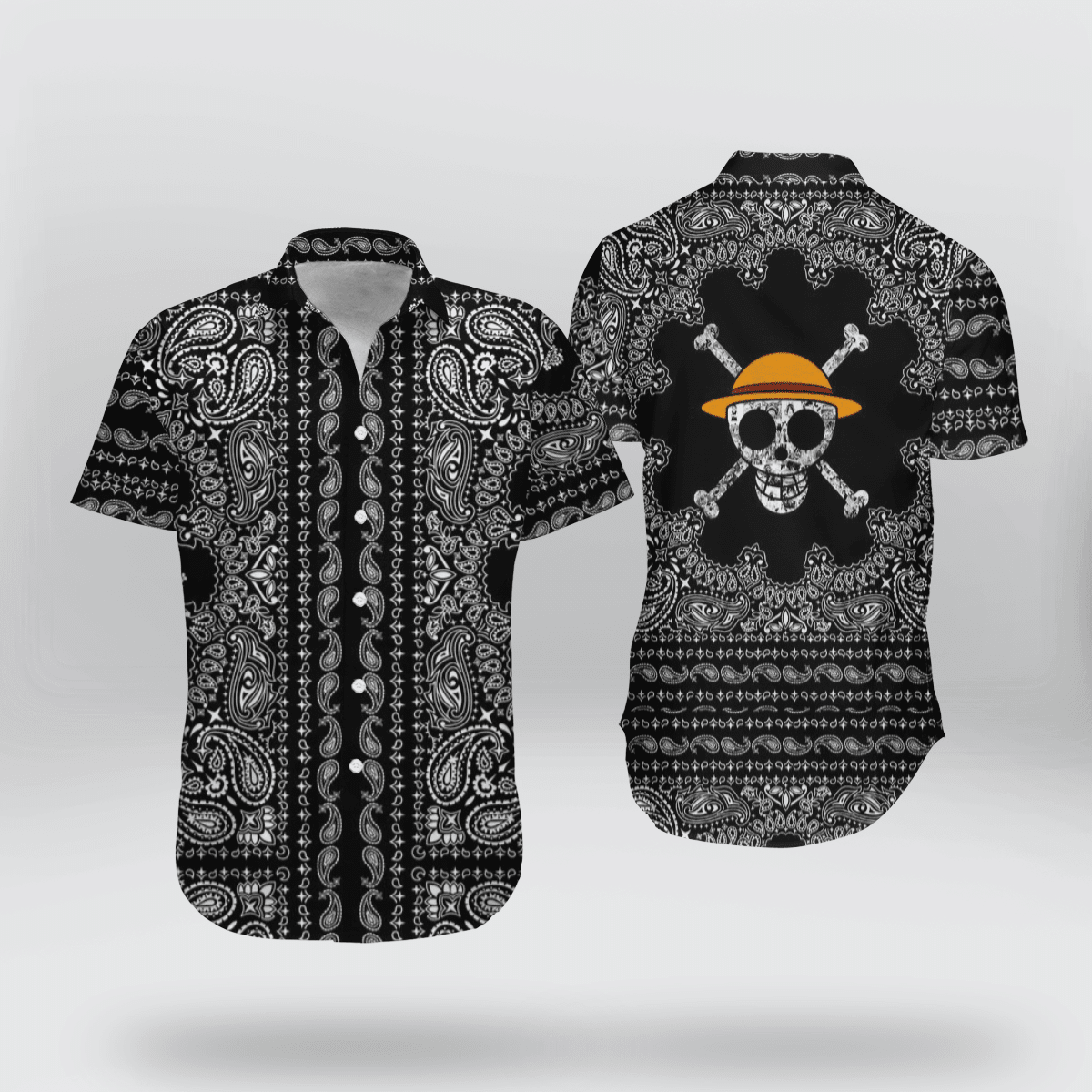 Monkey D Luffy One Piece Skull Hawaiian Shirt Tropical Aloha Button Up