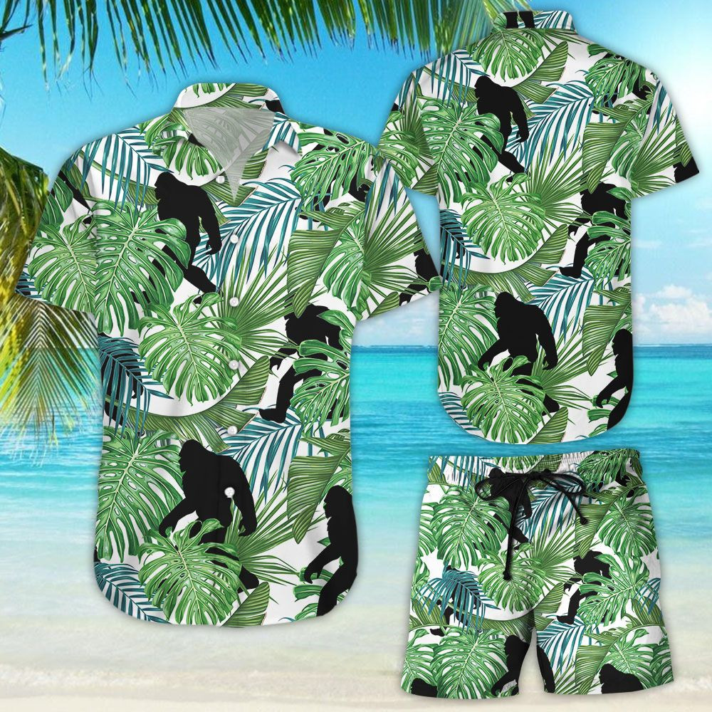 Monster Hawaiian Shirt Tropical Aloha Button Up