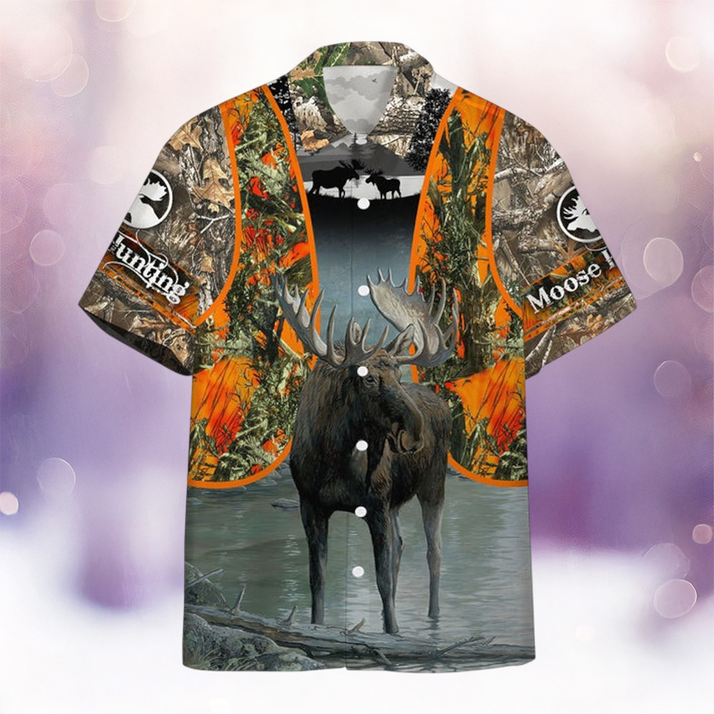 Moose Hunting Hawaiian Shirt Wildlife Button Up Shirt Gifts For Hunters