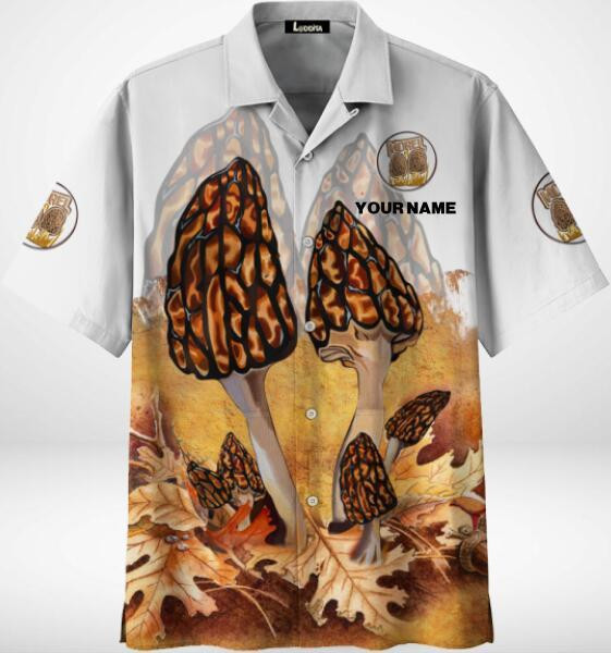 Morel Mushrooms Hunter Personalized Name Hawaiian Shirt Tropical Aloha Button Up