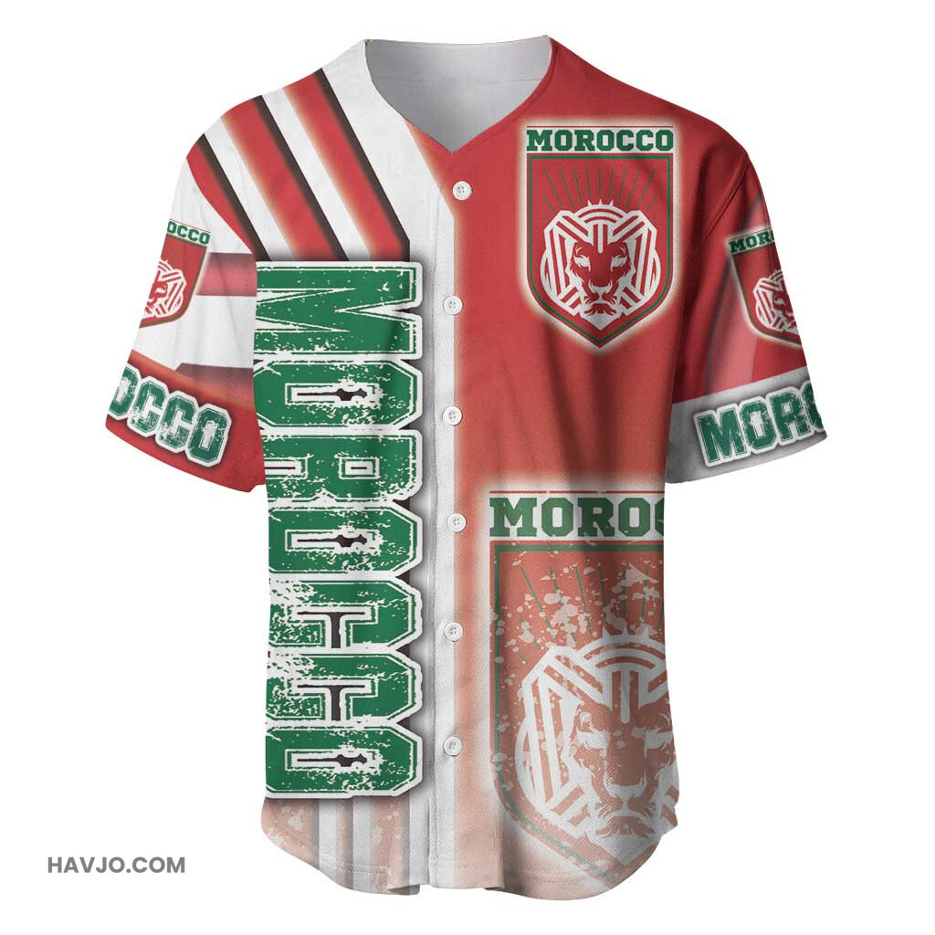 Morocco Soccer Atlas Lions Football Road To Champion Baseball Jersey