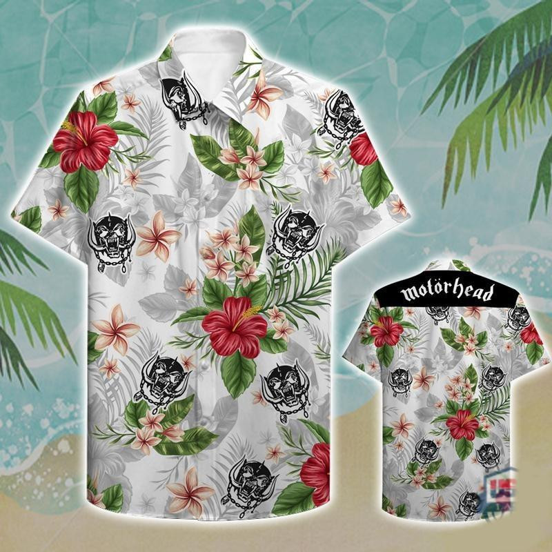 Mortorhead Music Band Floral Hawaiian Shirt Tropical Aloha Button Up