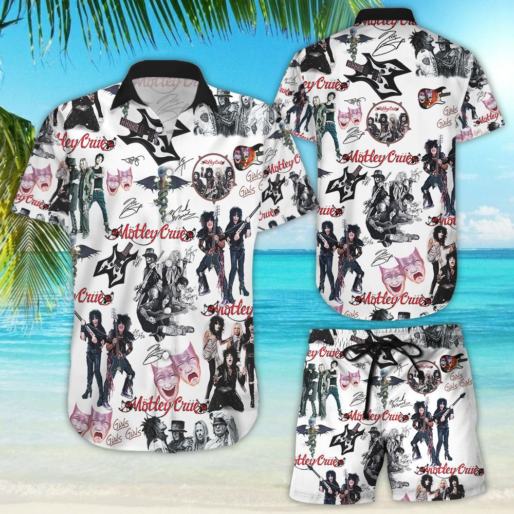 Motley Crue Band All Over Printed Hawaiian Shirt Tropical Aloha Button Up