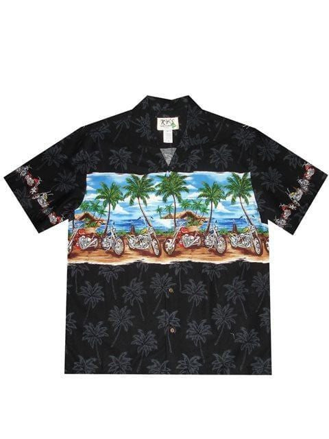 Motorcycles Coconut Black Unisex Hawaiian Shirt Tropical Aloha Button Up