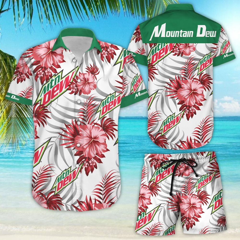 Mountain Dew Hawaiian Shirt Tropical Aloha Button Up