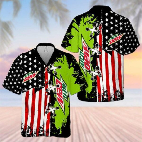 Moutain Dew Flag Hawaiian Shirt Tropical Aloha Button Up