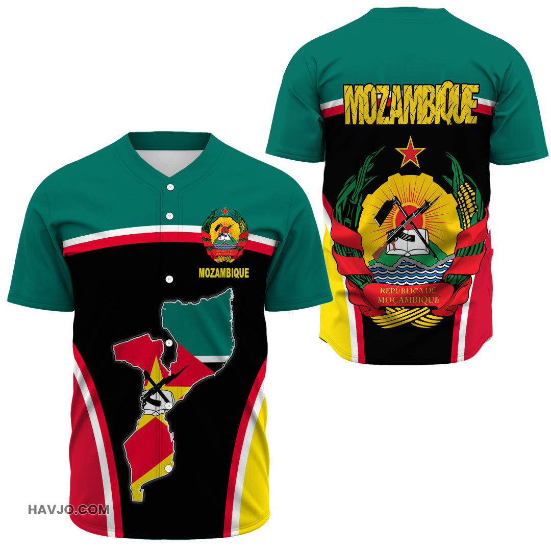 Mozambique Active Flag Baseball Jersey