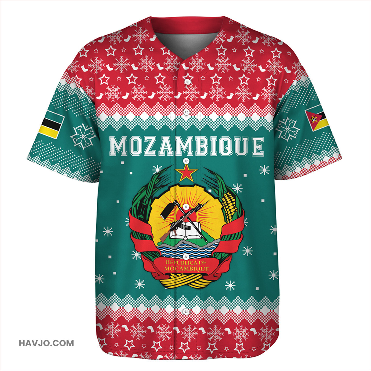 Mozambique Christmas Coat of Arms Baseball Jersey
