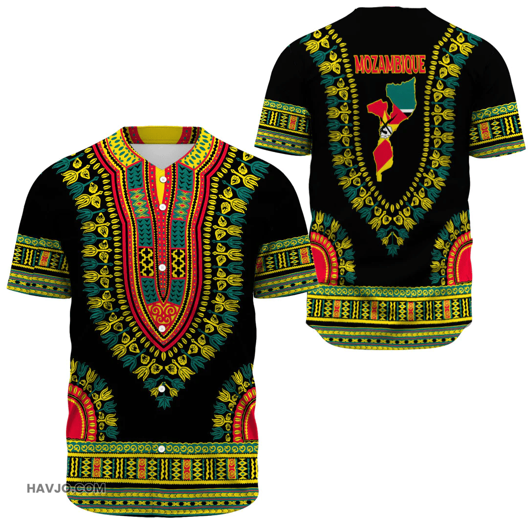 Mozambique Traditional Dashiki Baseball Jersey
