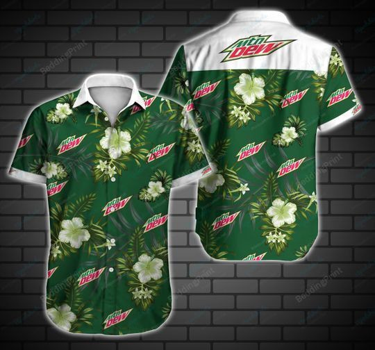 Mtn Dew Hawaiian Shirt Tropical Aloha Button Up