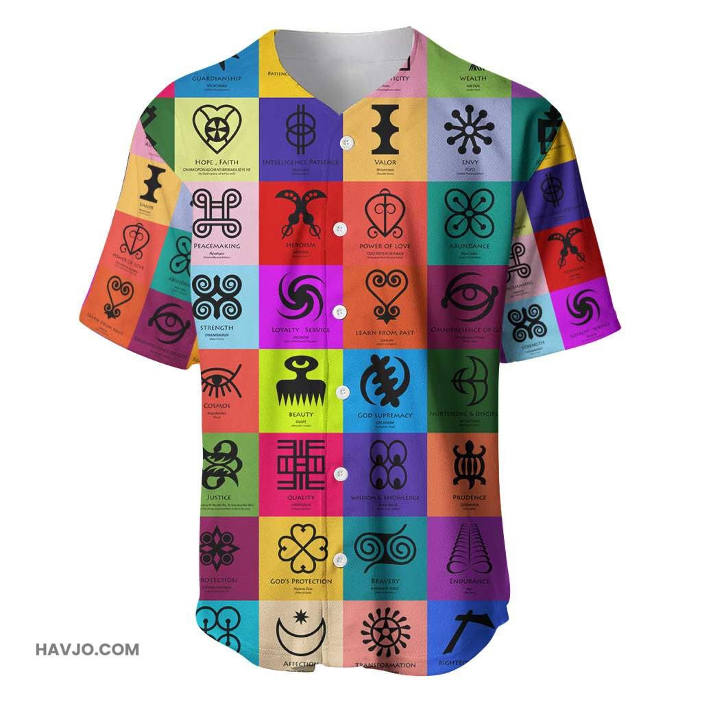 Multi Color Adinkra Symbols African Adrinkra Baseball Jersey