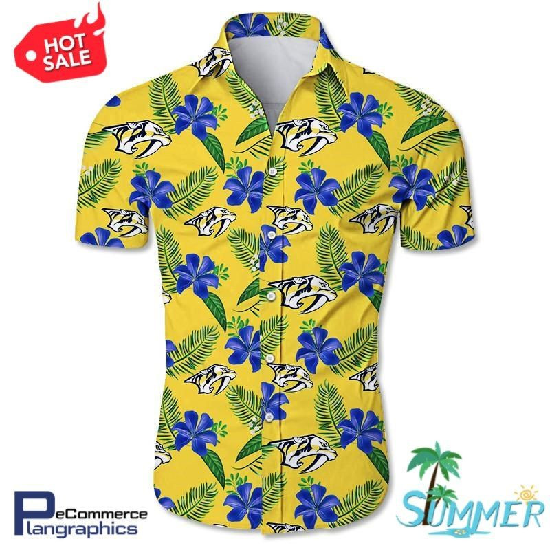 Nashville Predators Aloha Shirt Hawaiian Shirt Tropical Aloha Button Up