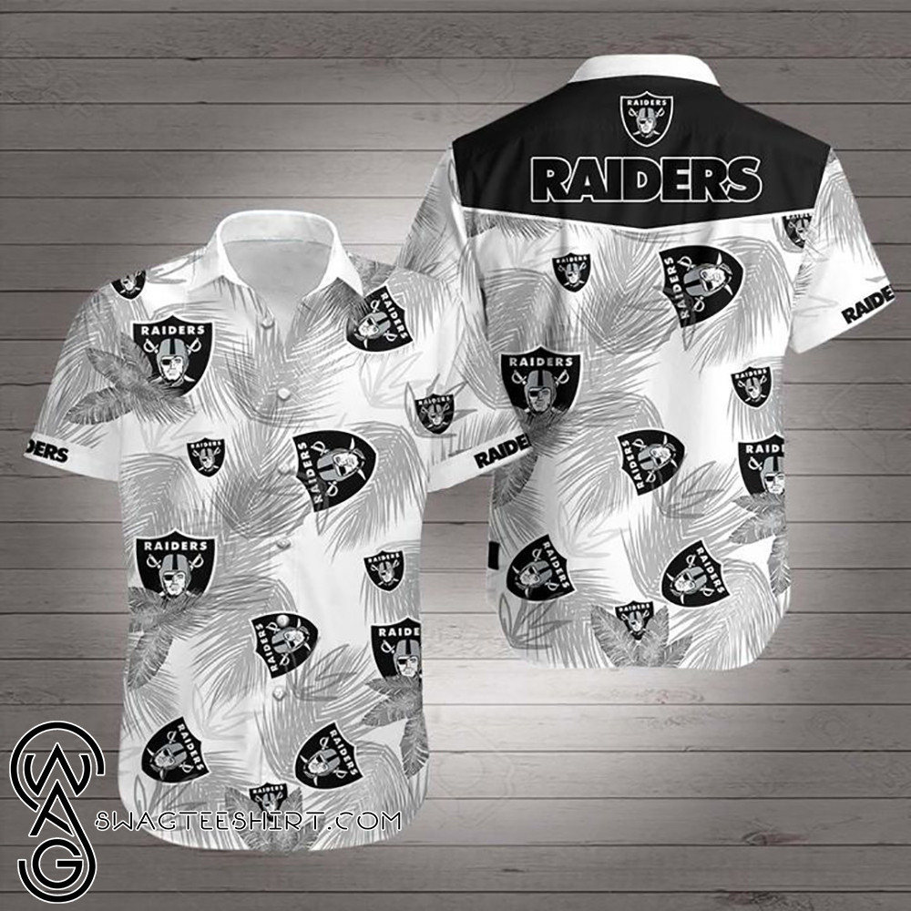 National Football League Oakland Raiders Hawaiian Shirt Tropical Aloha Button Up