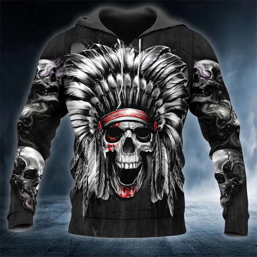 Native American Chief Skull 3D All Over Print Hoodie