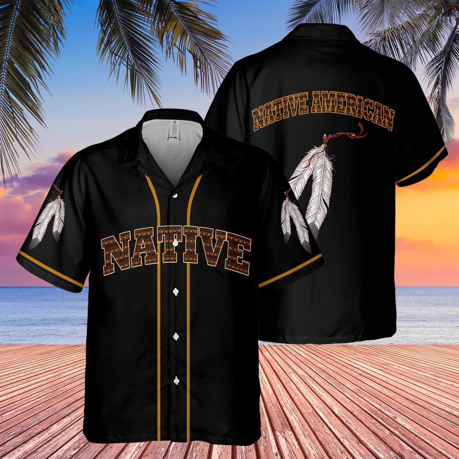 Native American Hawaiian Shirt Feathers Orange Shirt Day Merch Gifts For Him