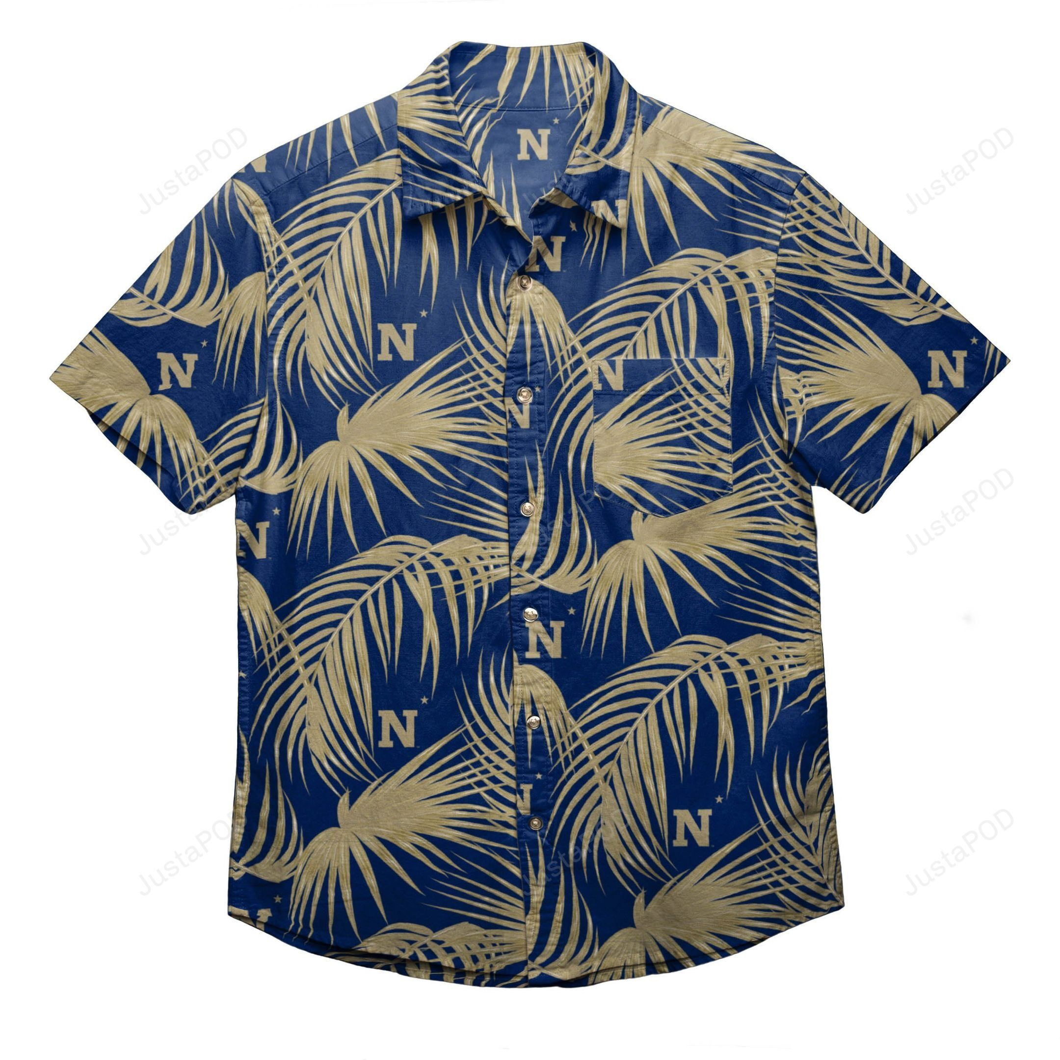 Navy Midshipmen Ncaa Mens Hawaiian Shirt Tropical Aloha Button Up