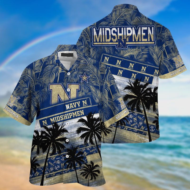 Navy Midshipmen Ncaa Trending Summer Hawaiian Shirt Tropical Aloha Button Up