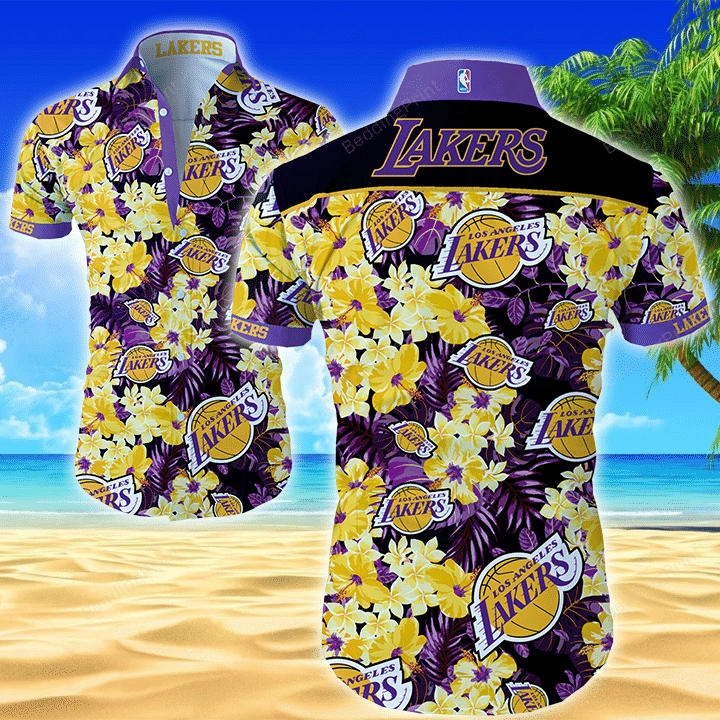 Nba Los Angeles Lakers Hawaiian Shirt Tropical Aloha Button Up
