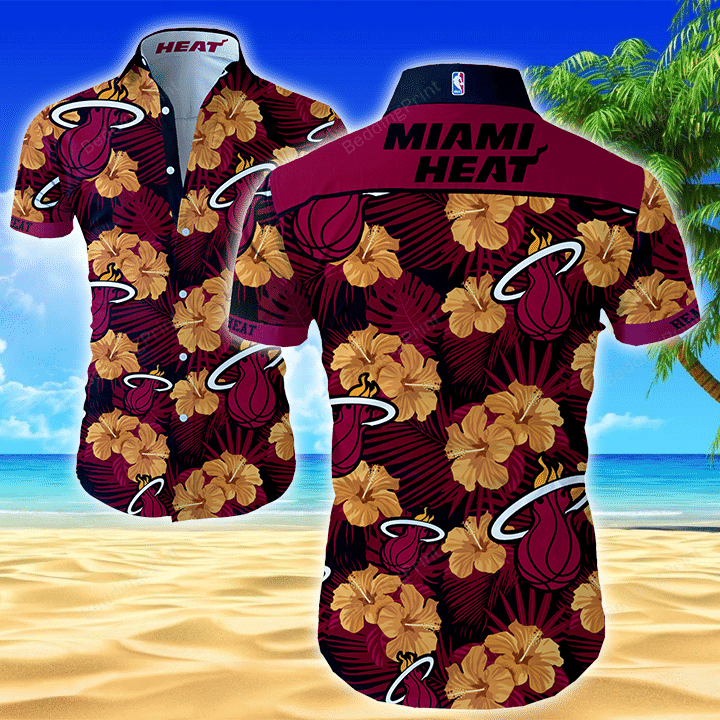 Nba Miami Heat Hawaiian Shirt Tropical Aloha Button Up