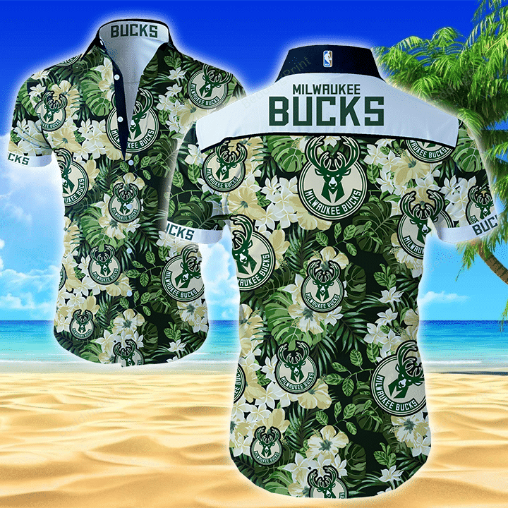 Nba Milwaukee Bucks Hawaiian Shirt Tropical Aloha Button Up