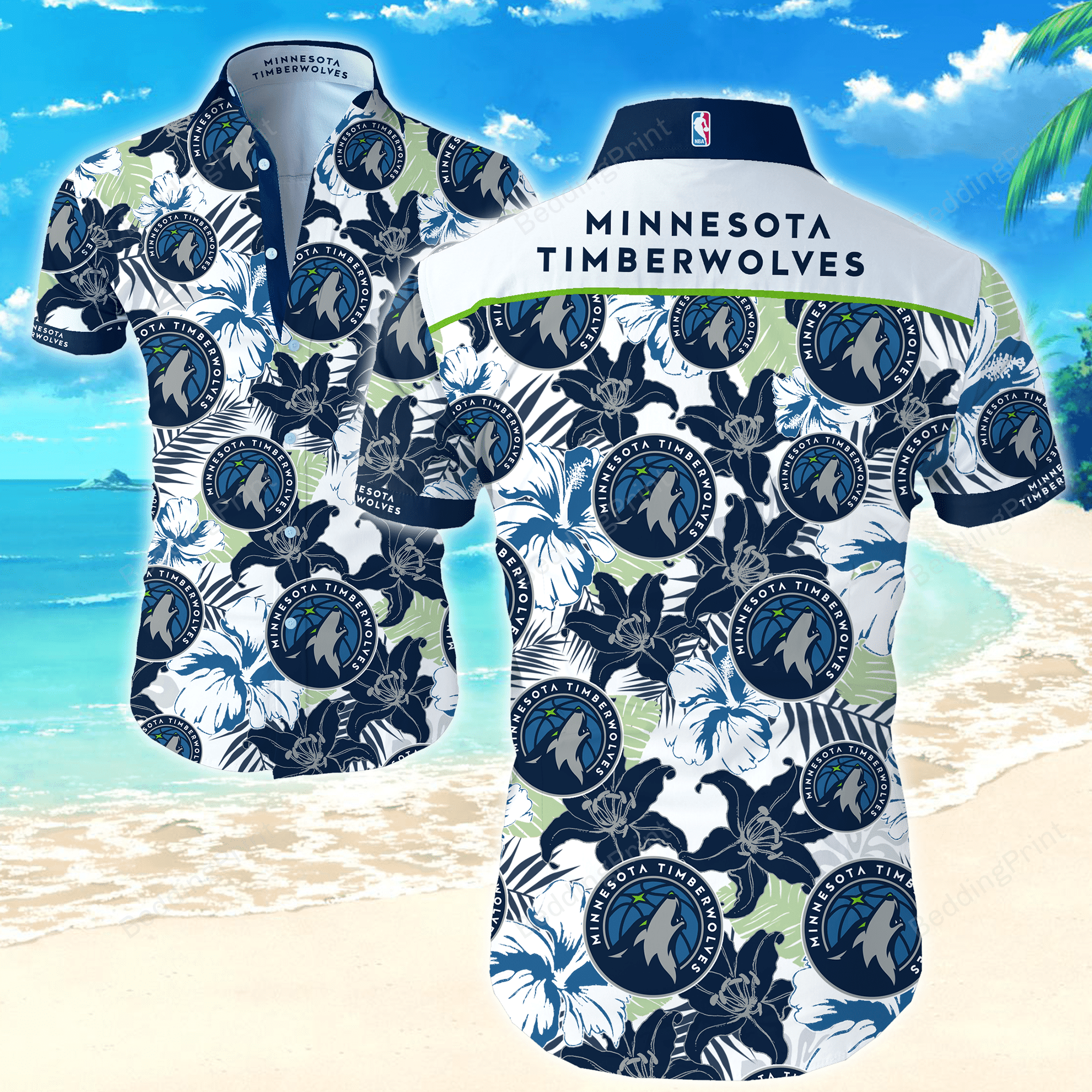 Nba Minnesota Timberwolves Hawaiian Shirt Tropical Aloha Button Up