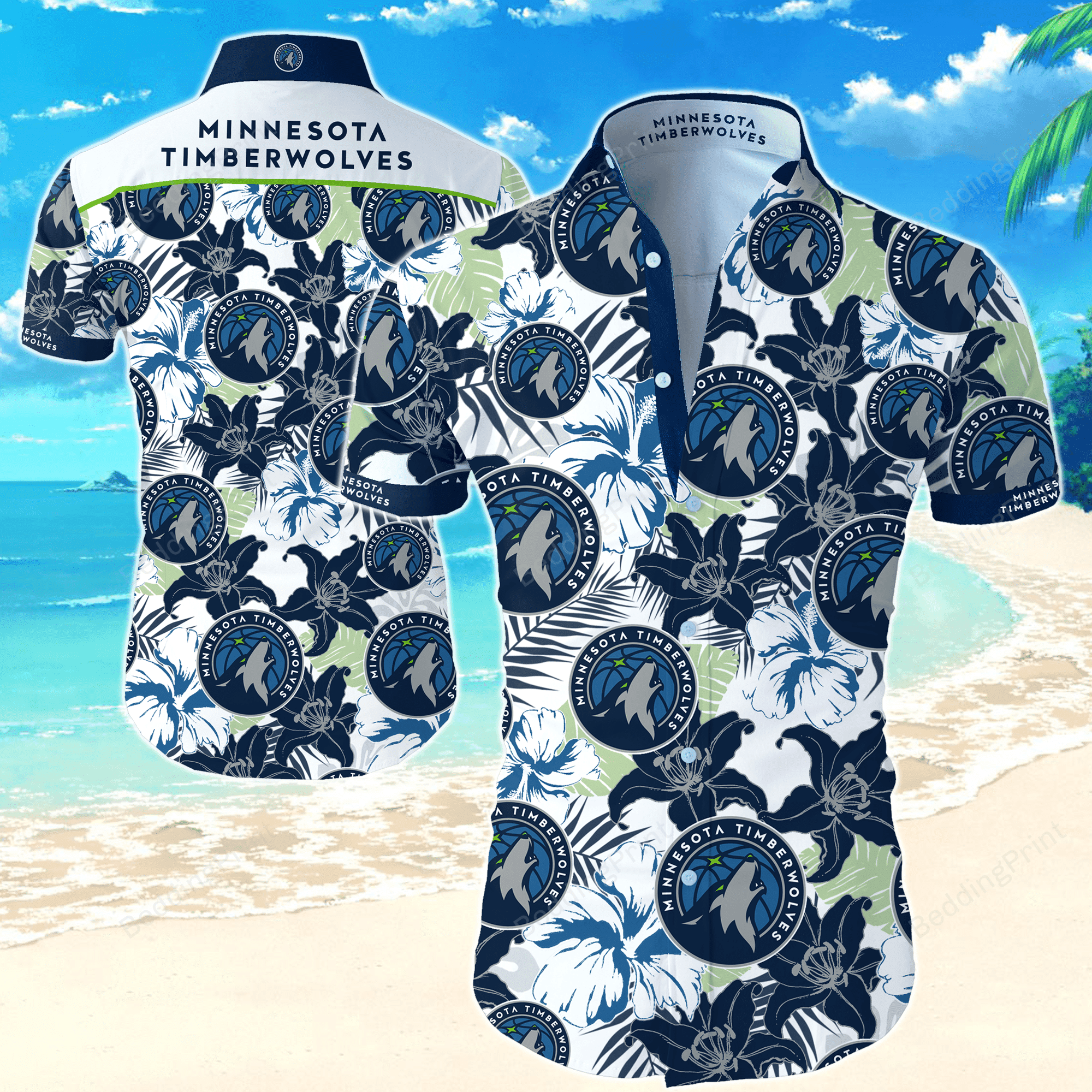 Nba Minnesota Timberwolves Hawaiian Shirt Tropical Aloha Button Up